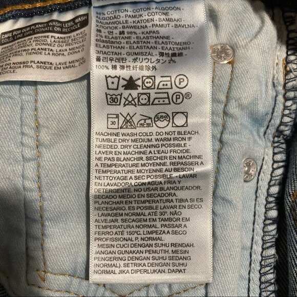 LEVI’S 511 Sz 30 Raw Hem Some Distressing Dark Wash Stretch  Denim Shorts - Picture 6 of 7